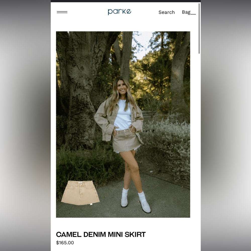 BRAND NEW Parke denim skirt in camel